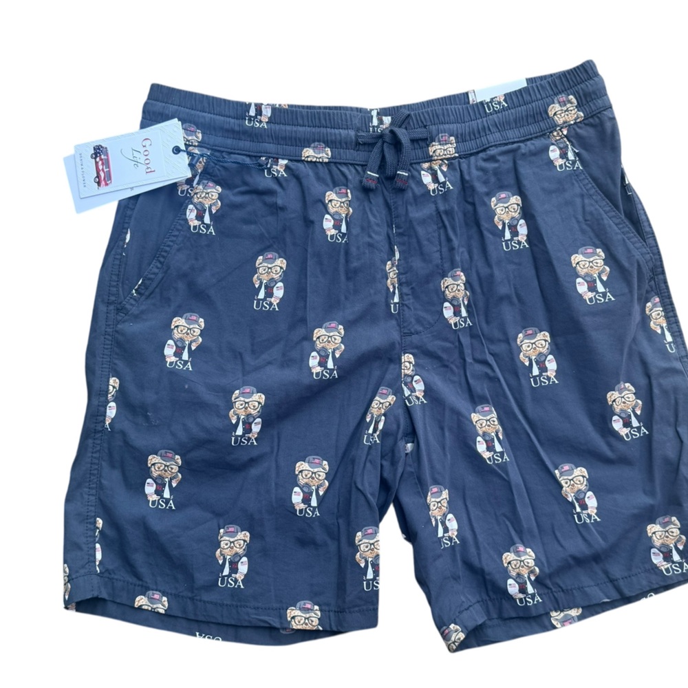 Denim & Flowers mens USA Teddy Bear print comfy shorts size 32 NEW